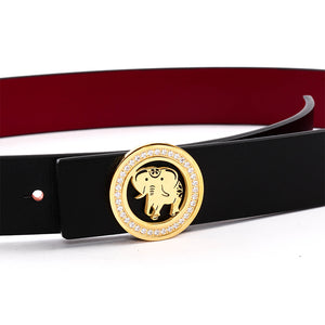 Elephant Garden Women's leather belt with Diamond Logo Buckle-B9809