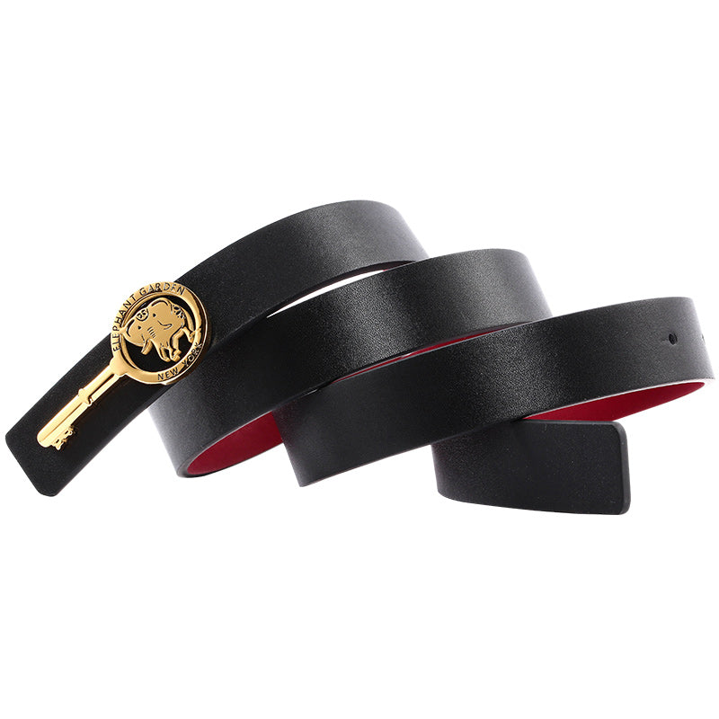 Elephant Garden Women's leather belt with Logo Key Buckle
