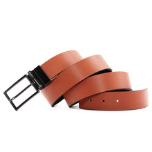 Load image into Gallery viewer, Elephant Garden Men&#39;s Reversible Leather Belt with Steel Buckle-Black-B9805