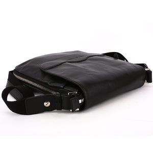 Elephant Garden Men's Leather Flapover Crossbody Bag- Black - H70430