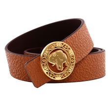 Load image into Gallery viewer, Elephant Garden Women&#39;s leather belt with Elephant Logo Buckle-B7226