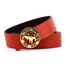 Load image into Gallery viewer, Elephant Garden Women&#39;s leather belt with Elephant Logo Buckle-B7226