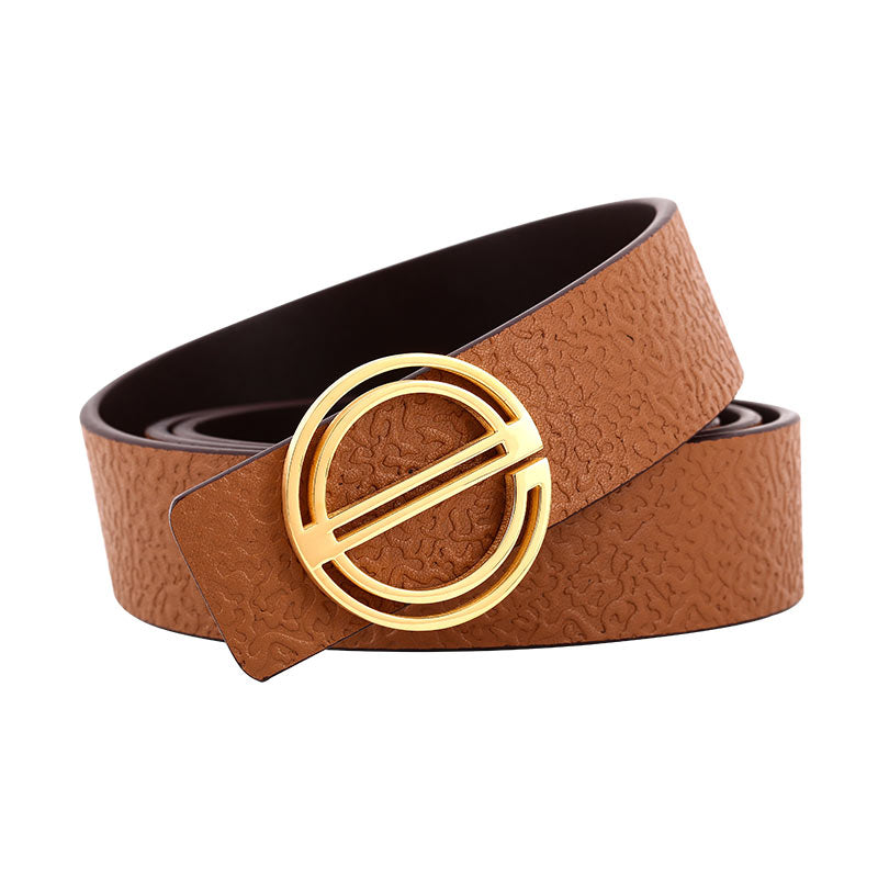 Elephant Garden Women's leather Belt With Golden E Buckle