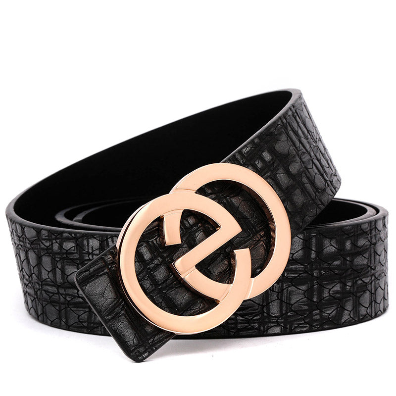 2020 New Style Men's Leather Belt with EG Buckle Black/Brown B9820
