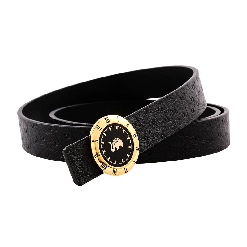 Elephant Garden Women's leather belt with Watch Style Buckle-B9806