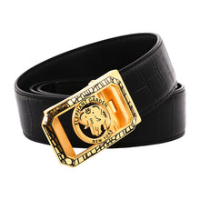 Load image into Gallery viewer, Elephant Garden Men&#39;s Classic Crocodile Print Leather Belt with Automatic Buckle -Black-B7224