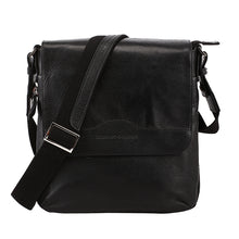 Load image into Gallery viewer, Elephant Garden Men&#39;s Leather Flapover Crossbody Bag- Black - H70430