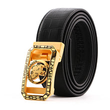 Load image into Gallery viewer, Elephant Garden Men&#39;s Classic Crocodile Print Leather Belt with Automatic Buckle -Black-B7224