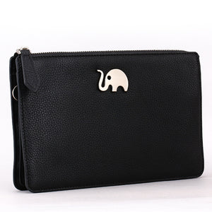Elephant Garden Men's Zip-Top Leather Pouch with Hand Strap H84001