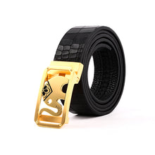 Load image into Gallery viewer, Elephant Garden Men&#39;s Crocodile Print Leather Belt with Golden Automatic Buckle B9104