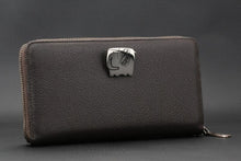 Load image into Gallery viewer, Elephant Garden Men&#39;s Litchi Grain Leather Zip-Around Wallet with Graffiti Logo - W66518