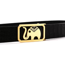 Load image into Gallery viewer, Elephant Garden Men&#39;s Crocodile Print Leather Belt with Golden Automatic Buckle B9104