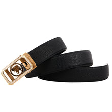 Load image into Gallery viewer, Elephant Garden Men&#39;s Classic Leather Belt with Golden Diamond Automatic Buckle -Black-B8202