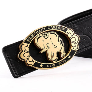 ELEPHANT GARDEN Unisex Retro Leather Belt with Golden Buckle B9105