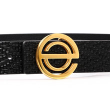 Load image into Gallery viewer, Women&#39; s Leather Belt with Steel Buckle Black B9109