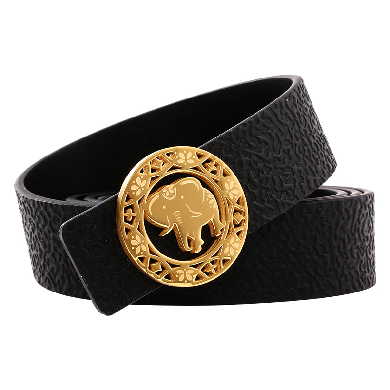 Logo-Buckle Leather Belt