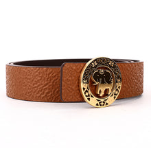 Load image into Gallery viewer, Elephant Garden Men&#39;s/Women&#39;s  Ambossed Leather Belt with Golden Logo Buckle-B7216