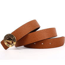 Load image into Gallery viewer, Elephant Garden Men&#39;s/Women&#39;s  Ambossed Leather Belt with Golden Logo Buckle-B7216