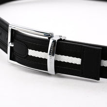 Load image into Gallery viewer, Elephant Garden Men&#39;s Classic Leather Belt with Fabric Inlay-B7211