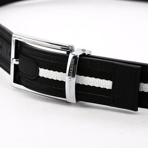 Elephant Garden Men's Classic Leather Belt with Fabric Inlay-B7211