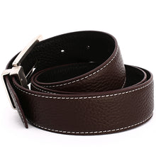 Load image into Gallery viewer, Elephant Garden Men&#39;s Litchi Grain Leather Belt with Logo Buckle-Black-B7027