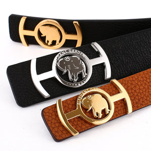 Elephant Garden Women's Leather Belt with Golden Logo Buckle-B7219