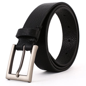Elephant Garden Men's Litchi  Grain Leather Business Belt With Gift Box -Black-B7029