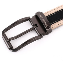 Load image into Gallery viewer, Elephant Garden Men&#39;s Classic Leather Belt Apricot Edge with Logo Buckle - B7208