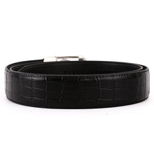 Load image into Gallery viewer, Elephant Garden Men&#39;s Crocodile Print Leather Ratchet Belt with Steel Automatic Buckle-Black-B7214