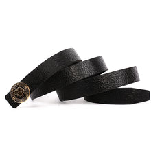 Load image into Gallery viewer, Elephant Garden Men&#39;s/Women&#39;s  Ambossed Leather Belt with Golden Logo Buckle-B7216