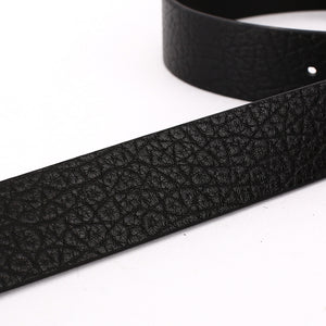 Elephant Garden Men's Embossed Leather Belt with Steel Logo Buckle-Black-B7218