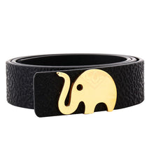 Load image into Gallery viewer, Elephant Garden Women&#39;s leather belt with logo buckle-black-B7223