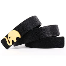 Load image into Gallery viewer, Elephant Garden Women&#39;s leather belt with logo buckle-black-B7223