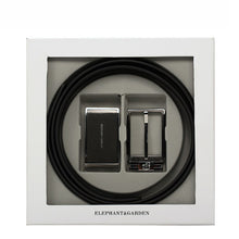 Load image into Gallery viewer, Elephant Garden Men&#39;s 3pcs Leather Belt Set (2 Buckles)- B7504-Black