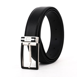 Elephant Garden Men's 3pcs Leather Belt Set (2 Buckles)- B7504-Black