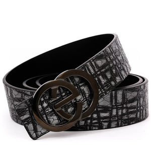 2020 New Style Men's Leather Belt with EG Buckle Black/Brown B9820