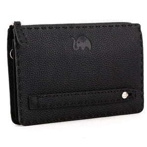 Elephant Garden Men's Zip-Top Leather Pouch with Hand Strap H84002