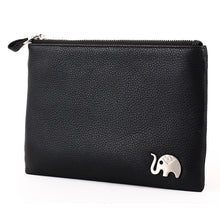 Load image into Gallery viewer, Elephant Garden Men&#39;s Zip-Top Leather Pouch with Elephant Logo H84004